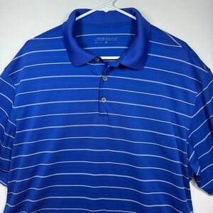 Nike Golf Dri Fit Polo Shirt Mens‎ XL Blue Striped Short Sleeve Athletic
